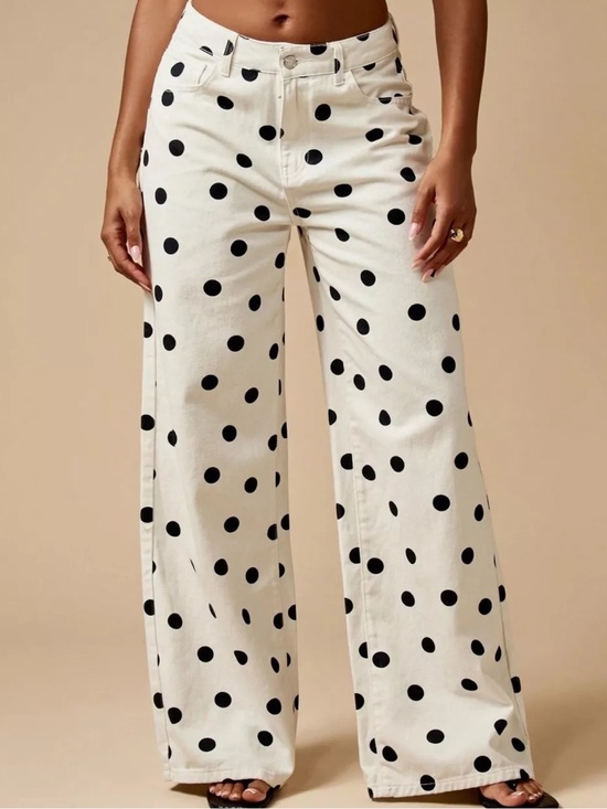 Pants - ⭐️ White & Black Polka Dot Wide Leg Pants